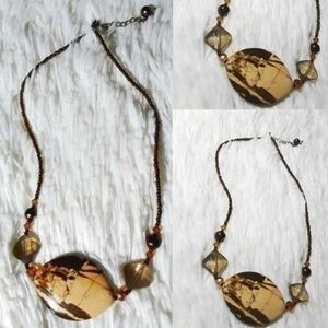 Vintage Moca Marble Seed Bead Necklace